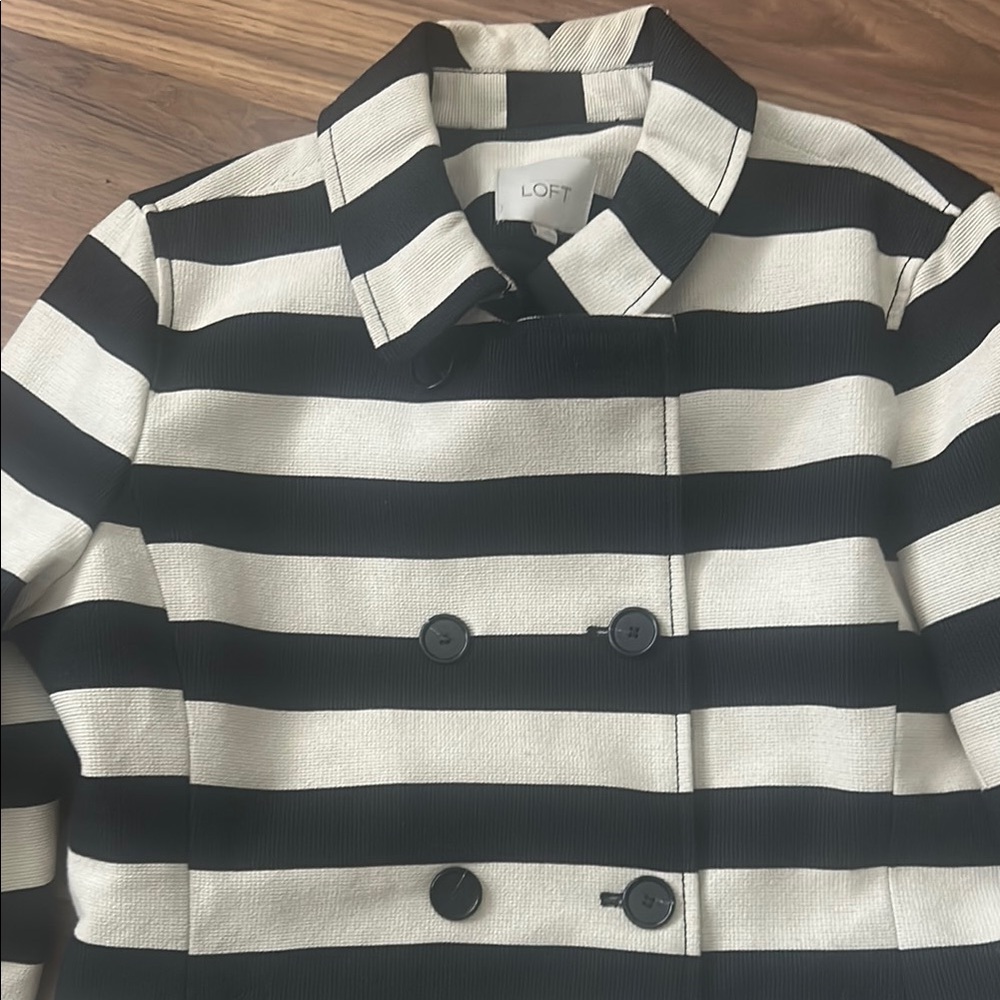 Loft Striped Navy & White Trench Jacket - Picture 2 of 4